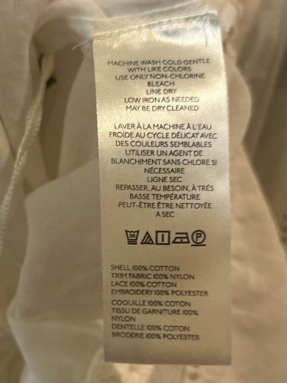 FREE PEOPLE “Danielle” Cotton Voile Embroidered Blouse Cloud Dancer Large NWT - Picture 15 of 15